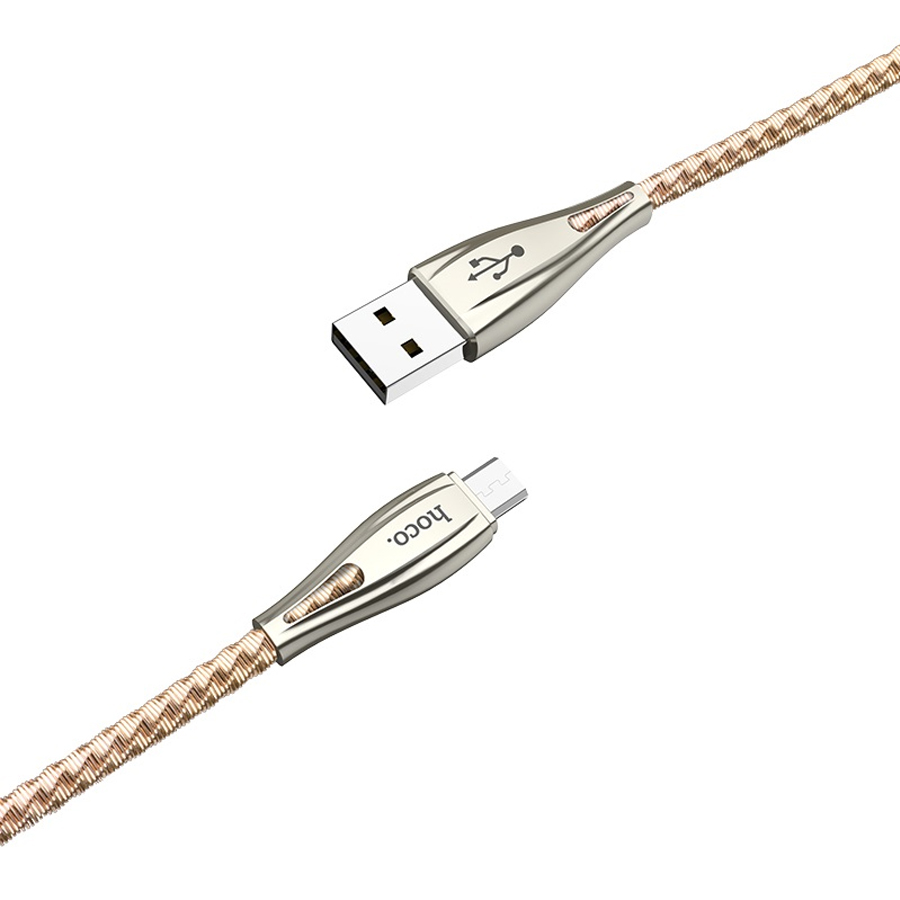 Кабель USB HOCO U56 Metal armor USB - MicroUSB, 2.4А, 1.2 м, золотой оптом недорого с доставкой Кабель USB HOCO U56 Metal armor USB - MicroUSB, 2.4А, 1.2 м, золотой фото