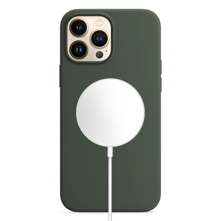 Чехол Silicone Case with MagSafe и Анимация цвета для iPhone 12 Pro Max 6.7", темно-зеленый (5) фото