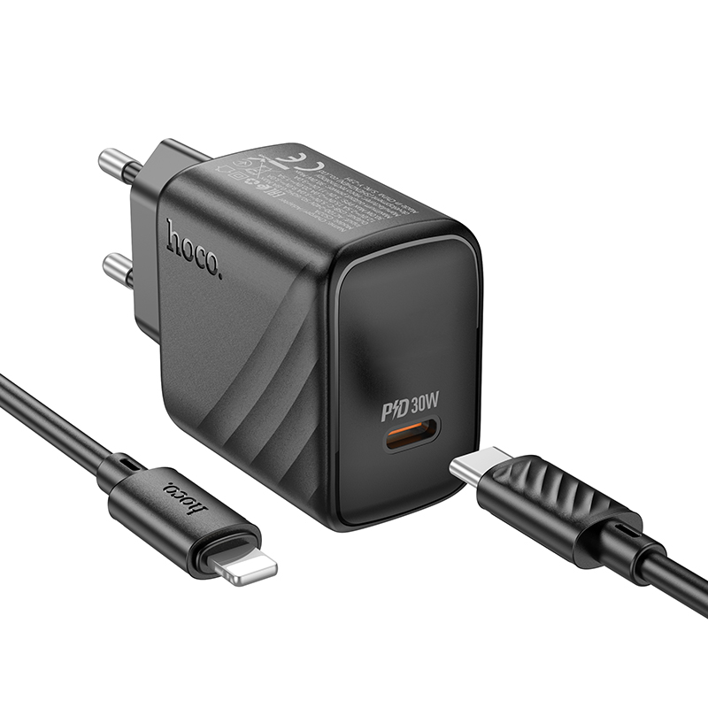 Сетевое зарядное устройство HOCO CS22A Value 1xUSB-C с Кабелем Type-C - Lightning, 30W, черный фото