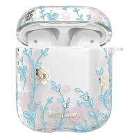 Чехол пластиковый Kingxbar со шнурком для Airpods 2, прозрачный, синий плющ (13) фото