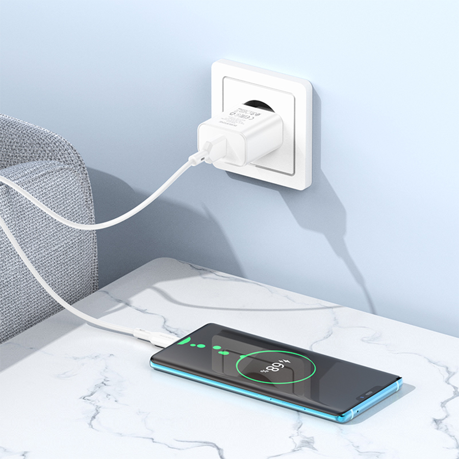 Сетевое зарядное устройство BOROFONE BA72A Spring 1xUSB с Кабелем USB - Type-C, 18W, белый фото