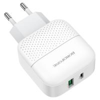 Сетевое зарядное устройство BOROFONE BA46A Premium 1xUSB + 1xUSB-C, 3A, 18W, белый фото