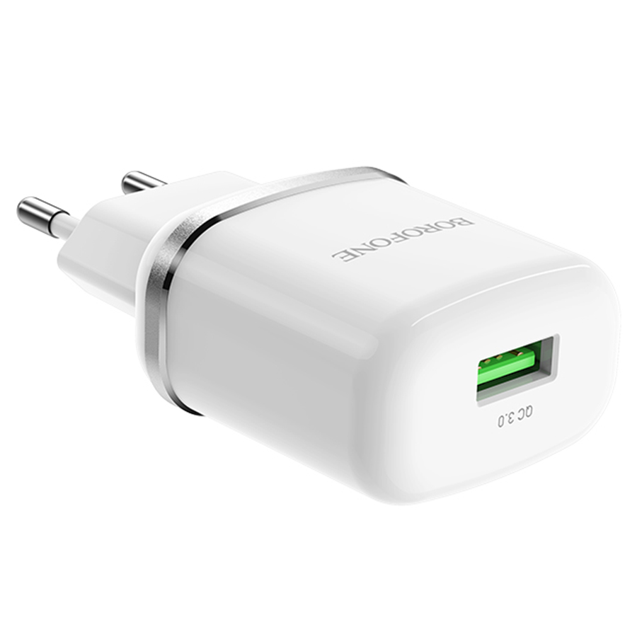 Сетевое зарядное устройство BOROFONE BA36A High speed 1xUSB, 3A, 18W, белый фото