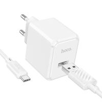 Сетевое зарядное устройство HOCO CS11A Ocean 1xUSB с Кабелем USB - Type-C, 2.1A, белый фото