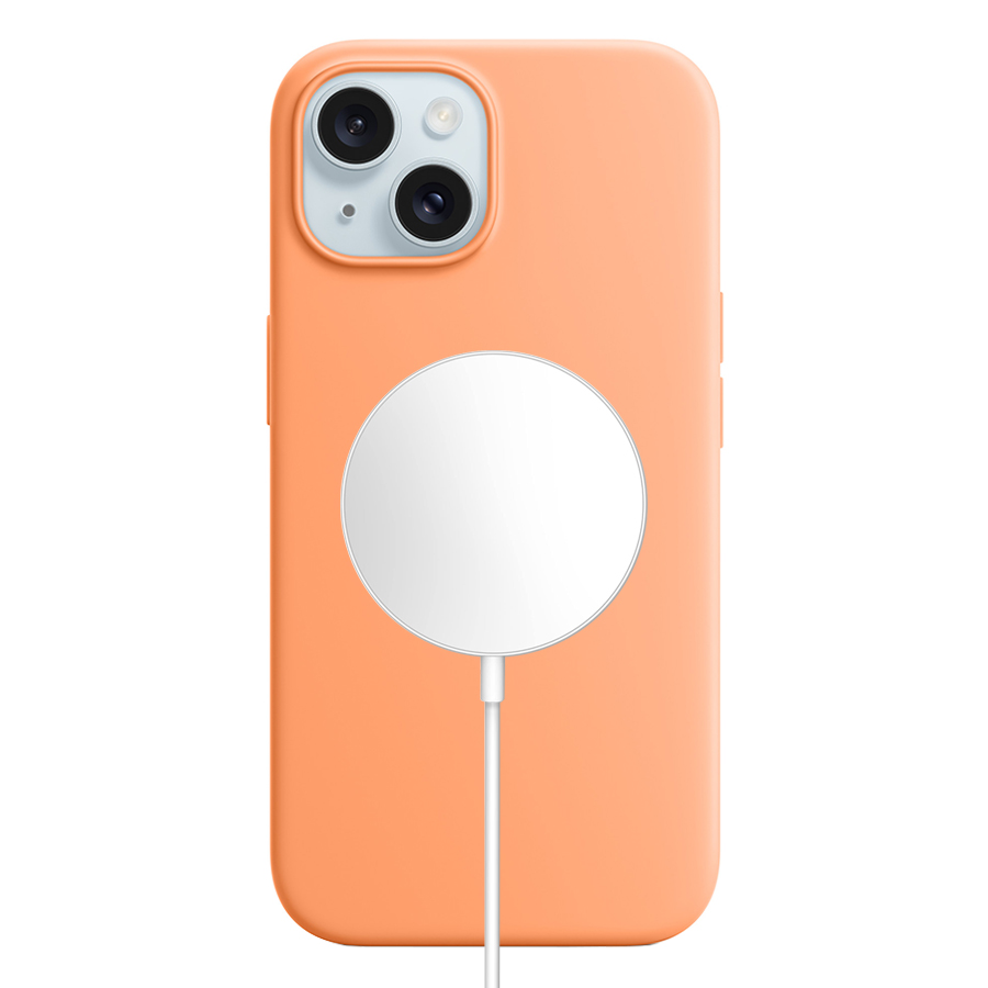 Чехол Silicone Case with MagSafe и Анимация цвета для iPhone 15 6.1", Апельсиновый сорбет Orange Sorbetа (7) фото