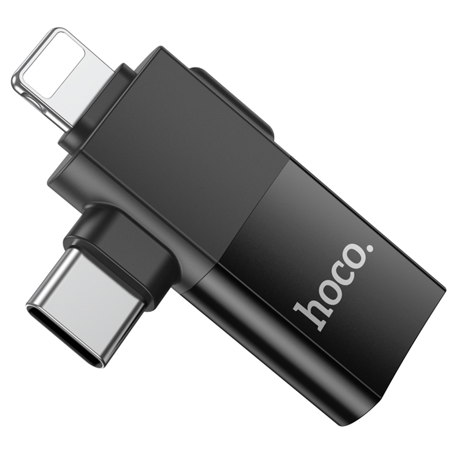 Переходник/Адаптер HOCO UA17 Type-C (m) / Lightning (m) - USB (f), черный фото