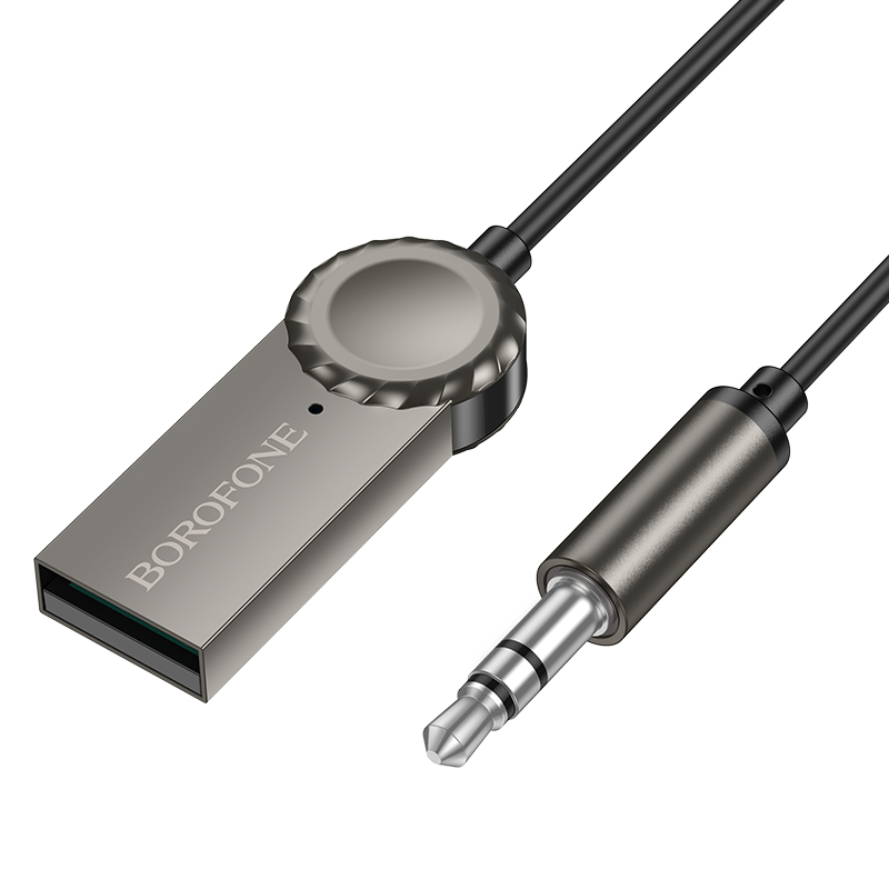 Переходник/Адаптер BOROFONE BC56 Peaceful Jack 3.5 (m) - USB (f), 1 м, серый металлик фото