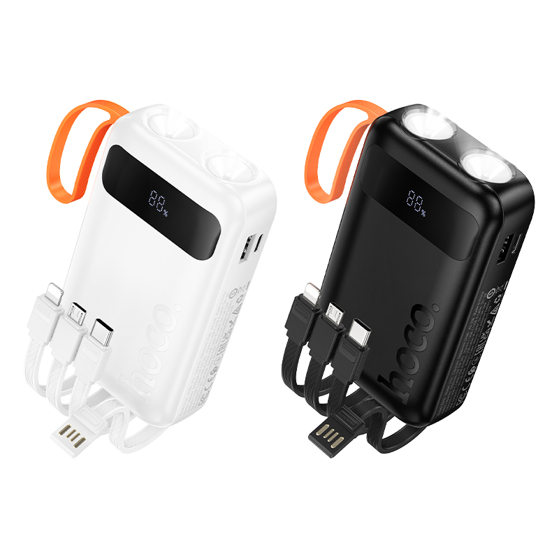 Портативный аккумулятор HOCO J151 Spirit, встроенный кабель Lightning + Type-C + MircoUSB, 10000 мА⋅ч, белый фото