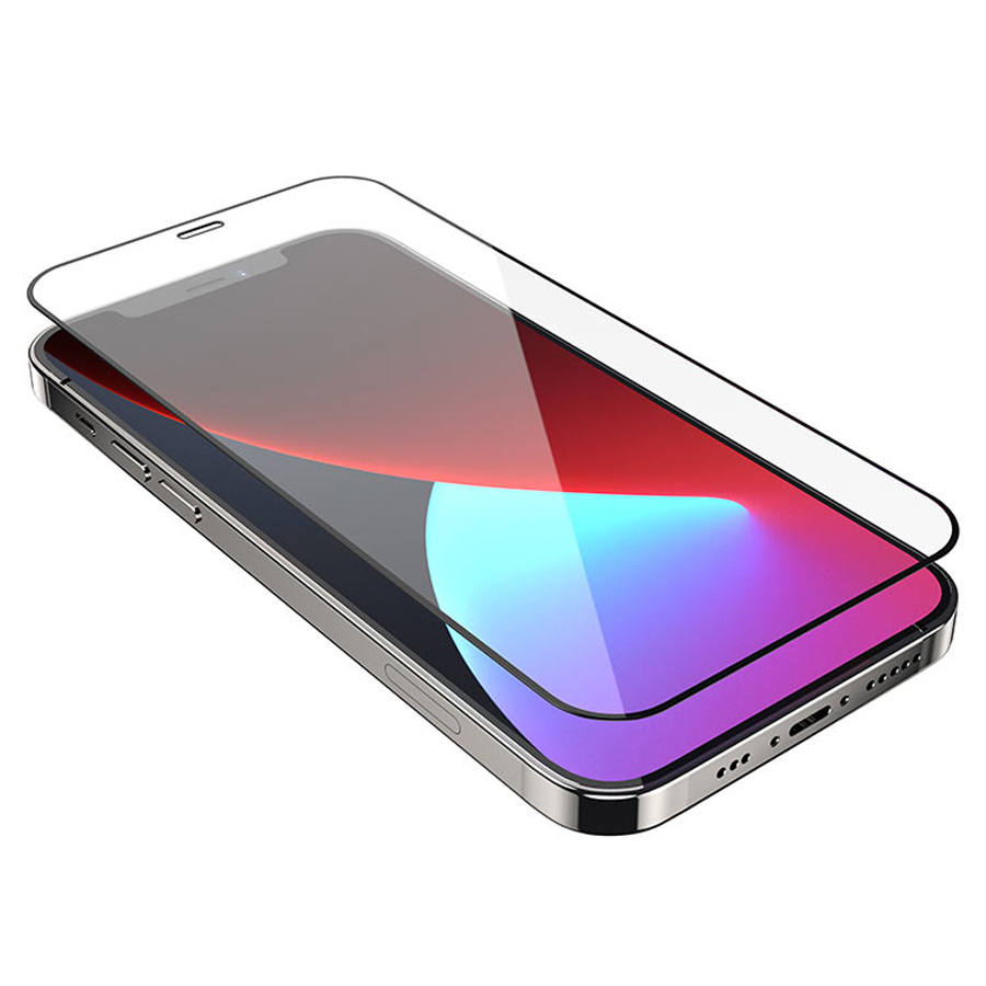 Защитное стекло HOCO A12 для iPhone 12/12 Pro 6.1", Full Glue 3D, прозрачный+черная рамка фото