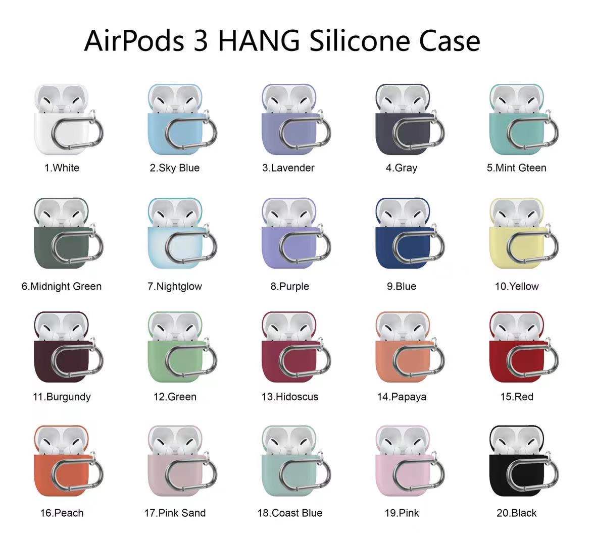 Чехол силиконовый с карабином для AirPods 3, синий (9) фото