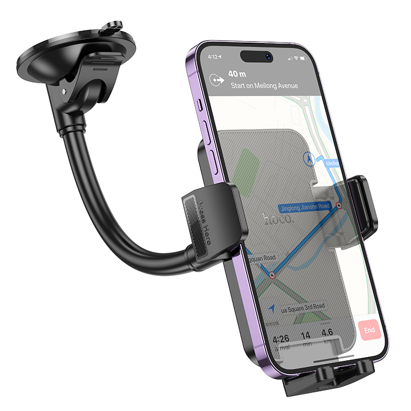 Автомобильный держатель HOCO H38 Cheetah, зажимной, на приборная панель/лобовое стекло, черный фото