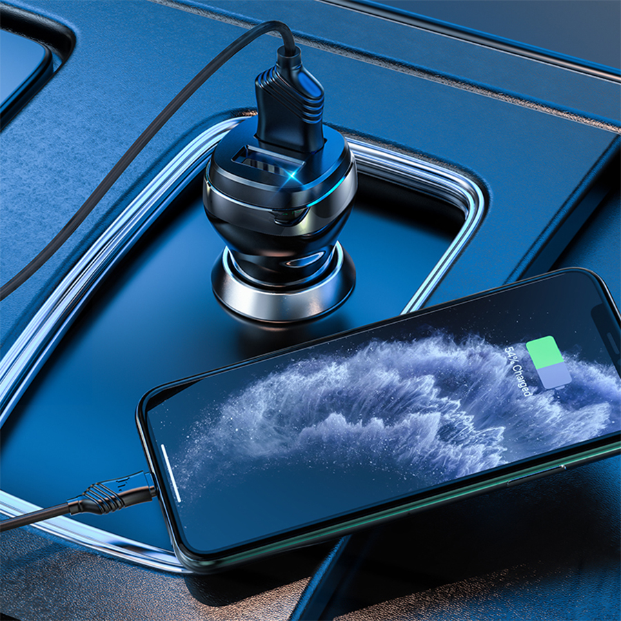 Автомобильное зарядное устройство HOCO Z40 Superior, 2xUSB с Кабелем USB - Lightning, 2.4A, черный фото