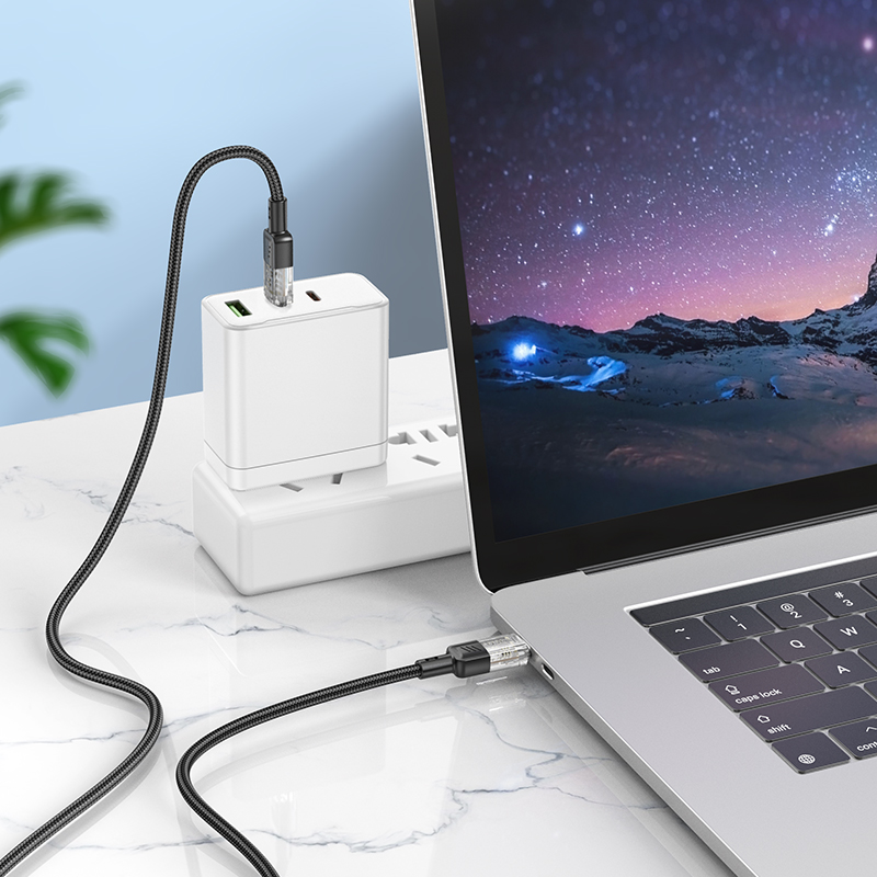 Кабель USB-C HOCO U129 Spirit Type-C - Type-C, 3A, 60W, 1.2 м, черный фото