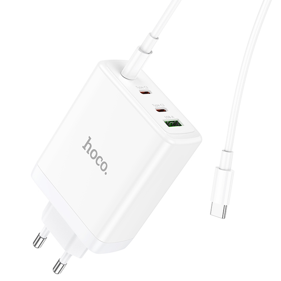 Сетевое зарядное устройство HOCO N31 Leader 1xUSB + 3xUSB-C с Кабелем Type-C - Type-C, 5A, 100W, белый фото