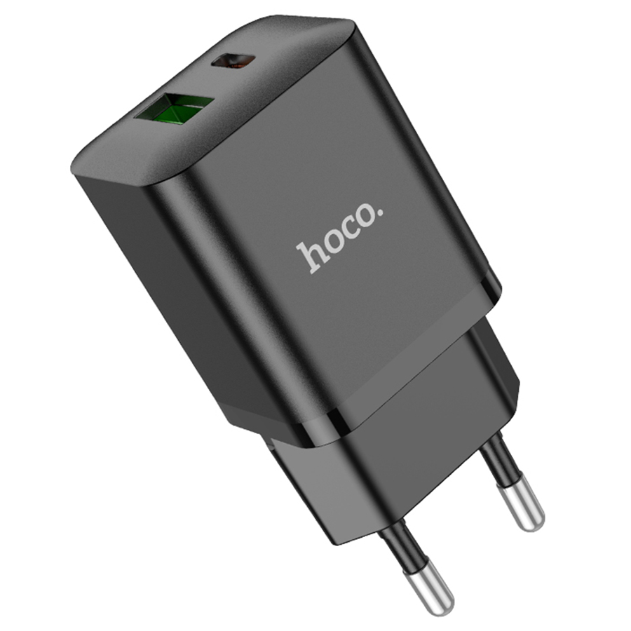 Сетевое зарядное устройство HOCO N28 Founder 1xUSB + 1xUSB-C, 20W, черный фото