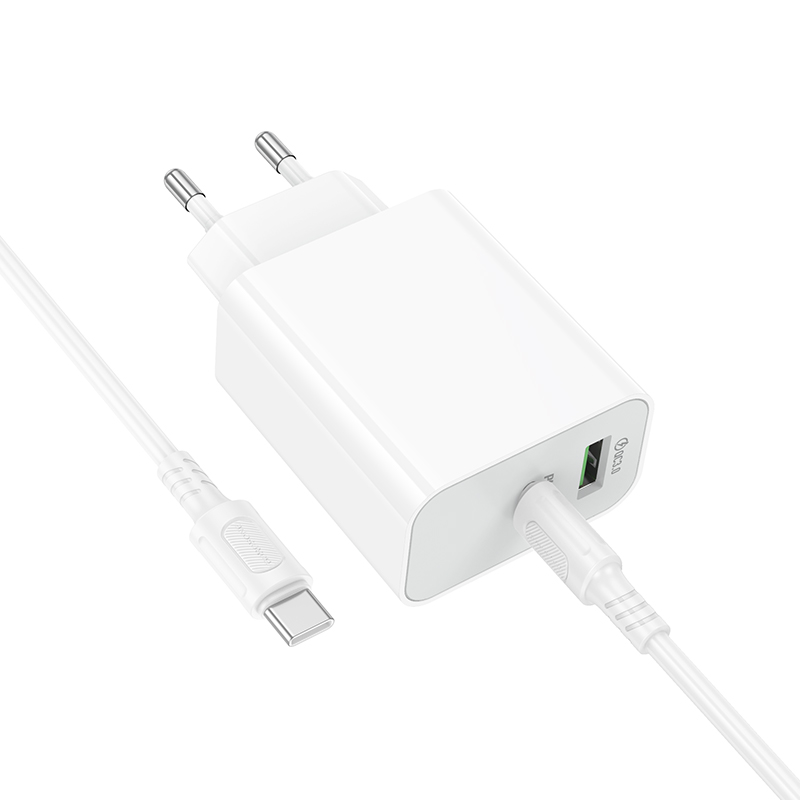 Сетевое зарядное устройство BOROFONE BA108A Stellar 1xUSB + 1xUSB-C с Кабелем Type-C - Type-C, 3A, 30W, белый фото