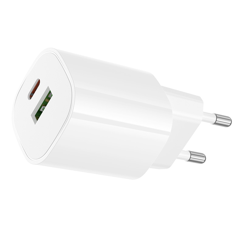 Сетевое зарядное устройство BOROFONE BA104A Pudding 1xUSB + 1xUSB-C, 3A, 20W, белый фото