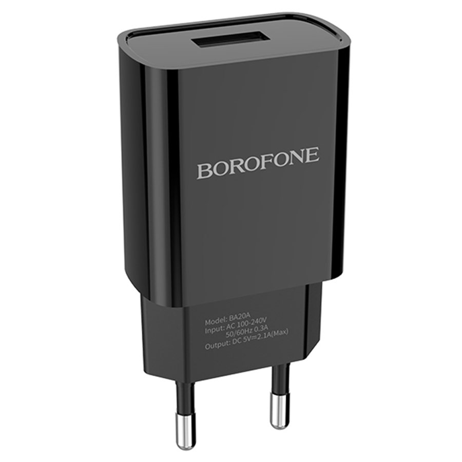 Сетевое зарядное устройство BOROFONE BA20A Sharp 1xUSB, 2A, черный фото