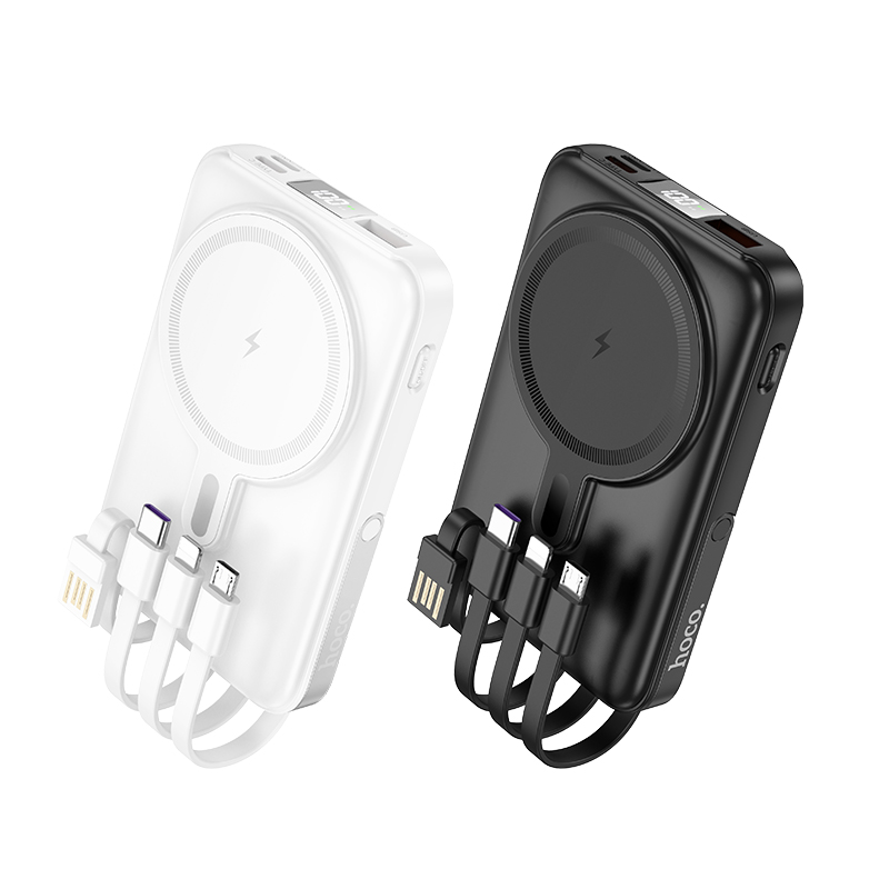 Портативный аккумулятор HOCO J135 Rico, встроенный кабель Lightning + Type-C, 22.5W, 10000 мА⋅ч, черный фото