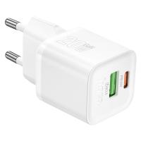 Сетевое зарядное устройство HOCO N65 Ingenious 1xUSB + 1xUSB-C, 3A, 20W, белый фото