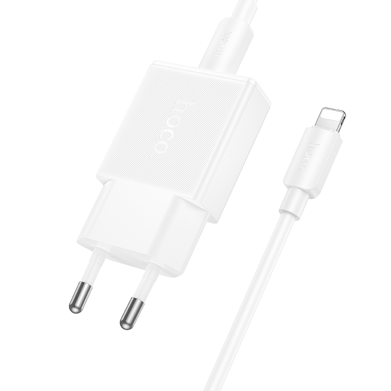 Сетевое зарядное устройство HOCO N72 Speed 1xUSB-C с Кабелем Type-C - Lightning, 20W, белый фото