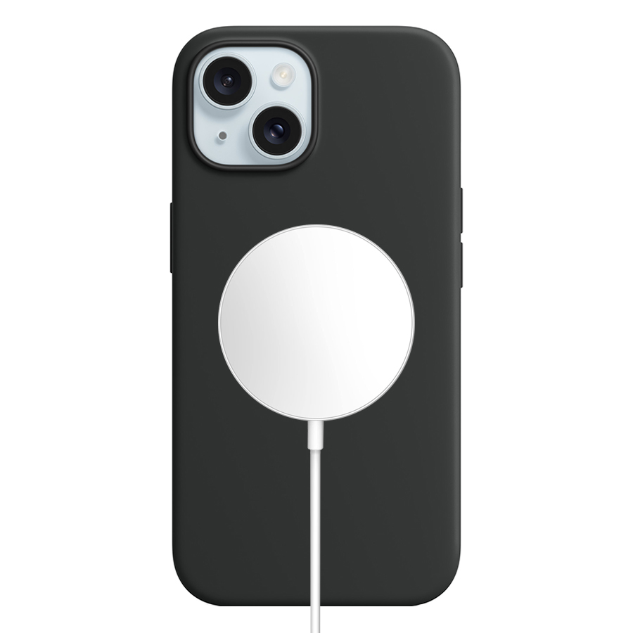 Чехол Silicone Case with MagSafe и Анимация цвета для iPhone 15 6.1", черный (1) фото