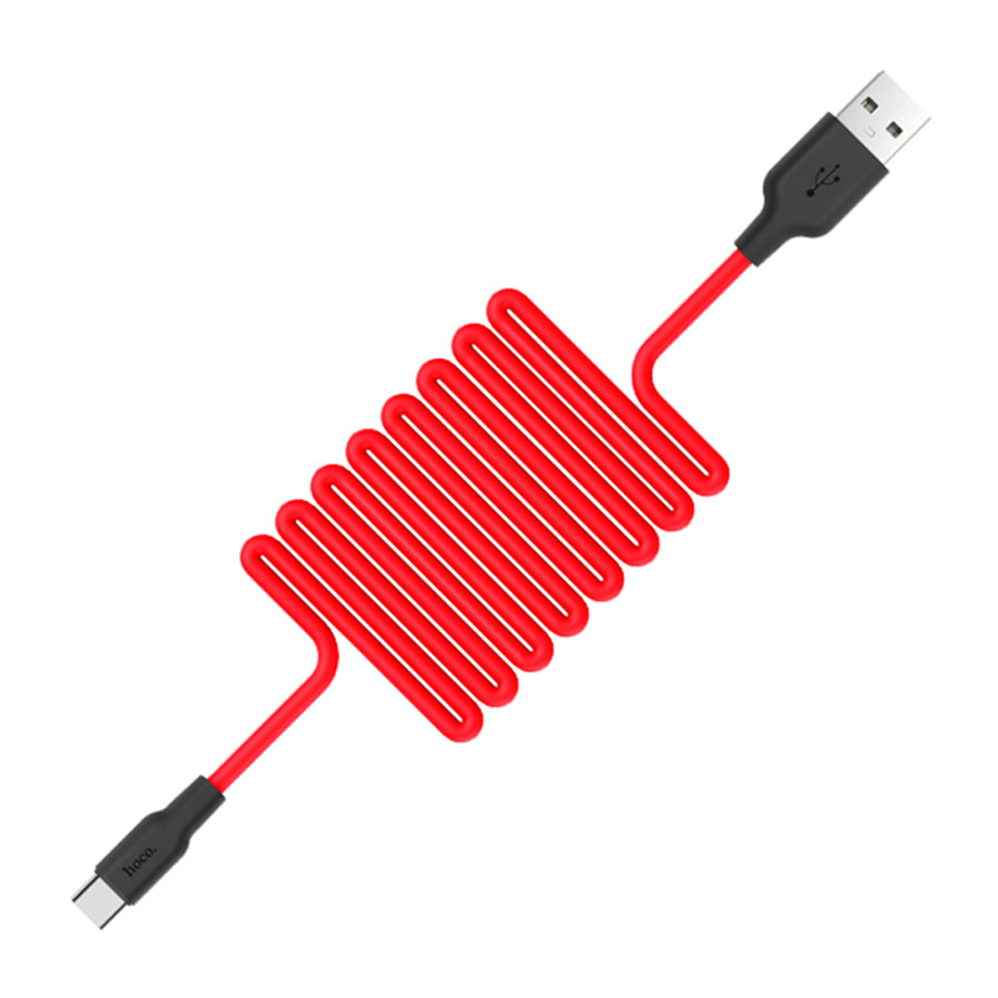 Кабель USB HOCO X21 Silicone USB - Type-C, 2А, 1 м, красный+черный фото