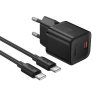 Сетевое зарядное устройство HOCO N64 Ingenious 1xUSB-C с Кабелем Type-C - Type-C, 20W, черный фото