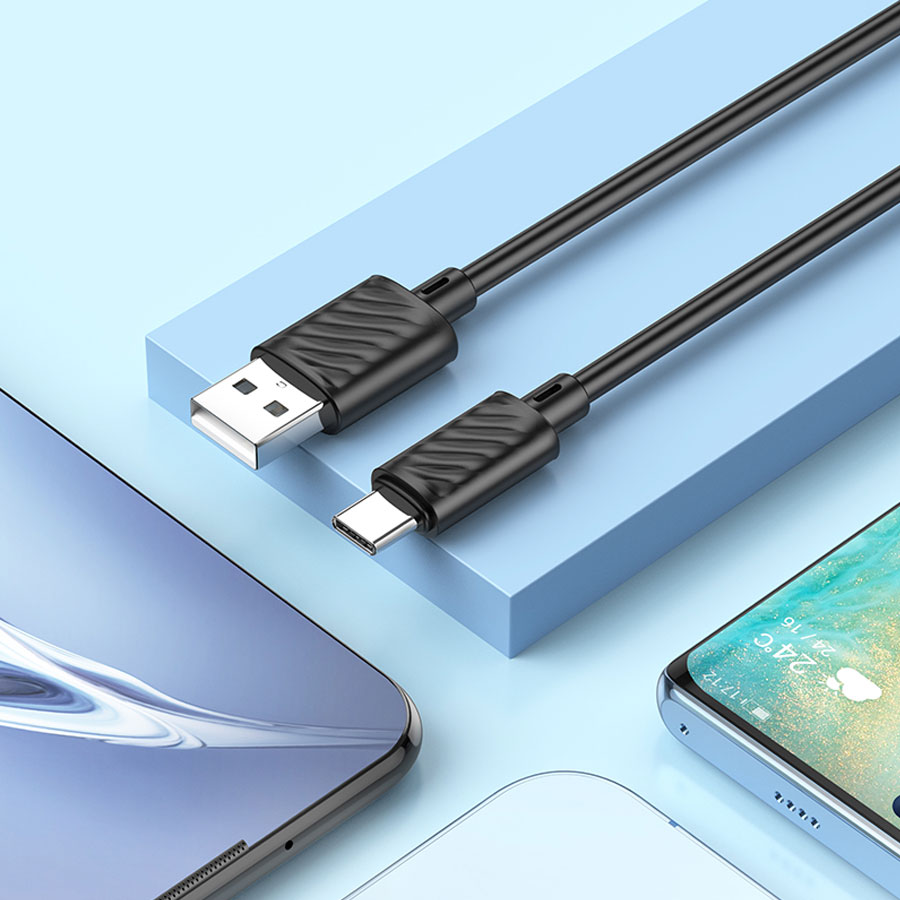 Кабель USB HOCO X88 Gratified USB - Type-C, 3A, 1 м, черный фото