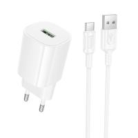 Сетевое зарядное устройство BOROFONE BA102A Pudding 1xUSB с Кабелем USB - Type-C, 18W, белый фото