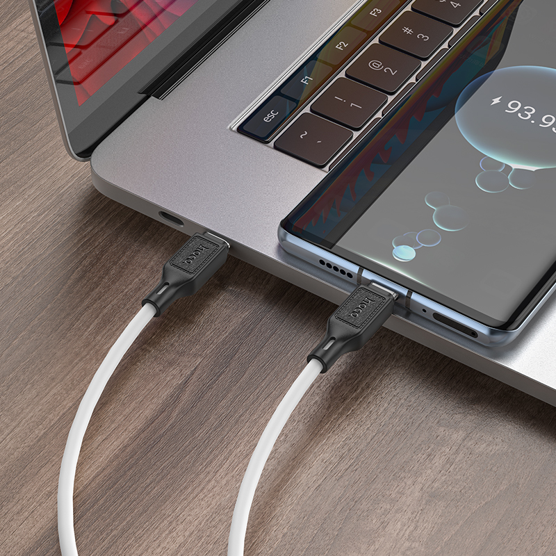 Кабель USB-C HOCO X90 Cool Type-C - Type-C, 3A, 60W, 1 м, белый фото