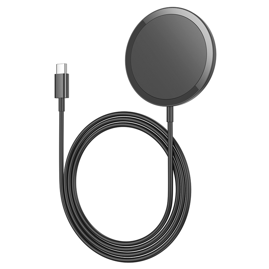 Беспроводное зарядное устройство HOCO CW52 Enjoy magnetic с Кабелем Type-C, 2A, 5W/7.5W/10W/15W, черный фото