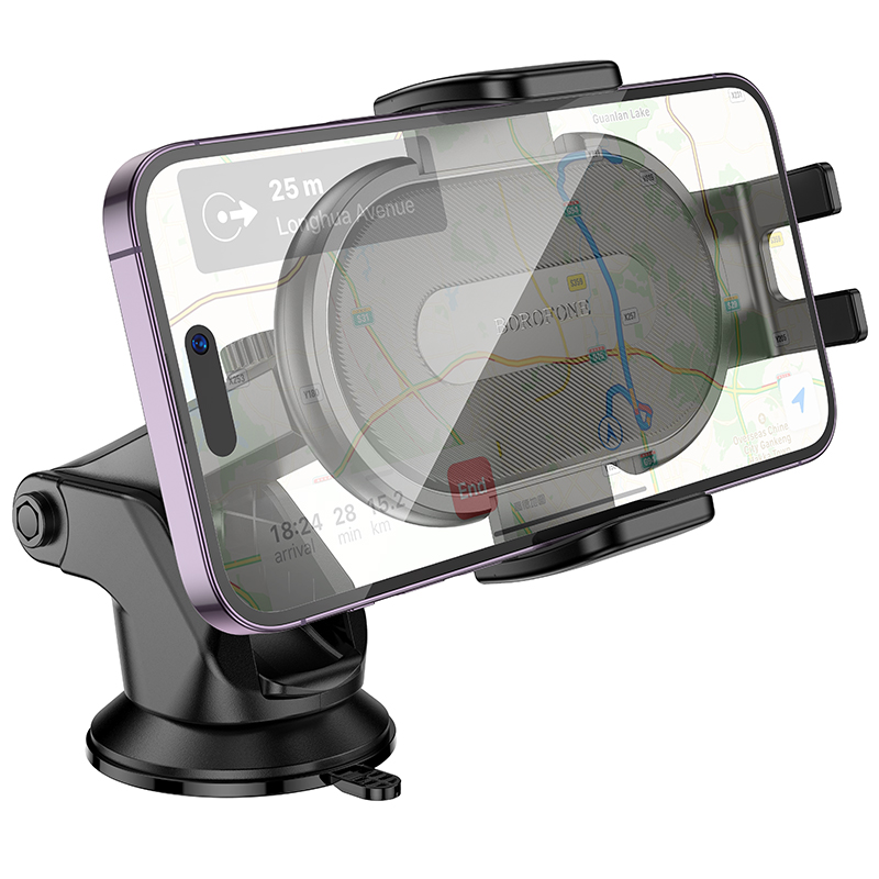 Автомобильный держатель BOROFONE BH134 Rio, зажимной, на приборную панель, черный фото