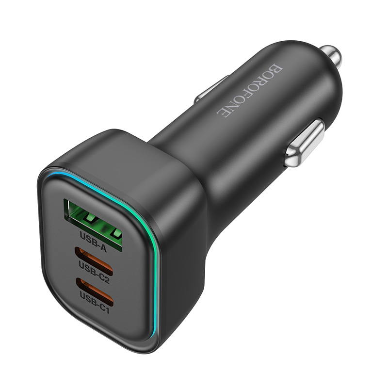 Автомобильное зарядное устройство BOROFONE BZ28C Trophie, 1xUSB + 2xUSB-C, 3A, 60W, черный фото