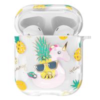 Чехол пластиковый Kingxbar со шнурком для Airpods 2, прозрачный, единорог (18) фото