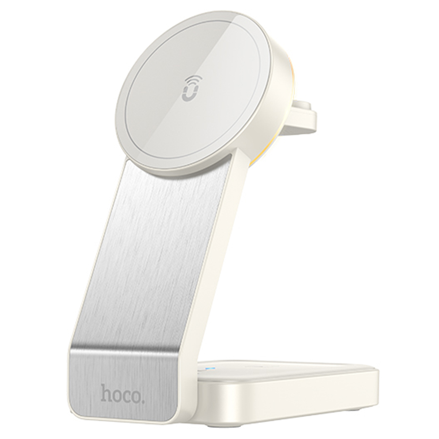 Настольная зарядная станция HOCO CQ3 Motorcycle folding 3-in-1 для iPhone+Airpods+Apple Watch, 3A, 15W, белый фото