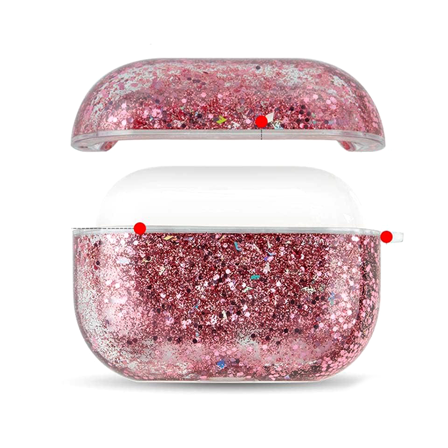 Чехол пластиковый Kingxbar со шнурком для Airpods Pro, прозрачный, фиолетовые блестки (27) фото