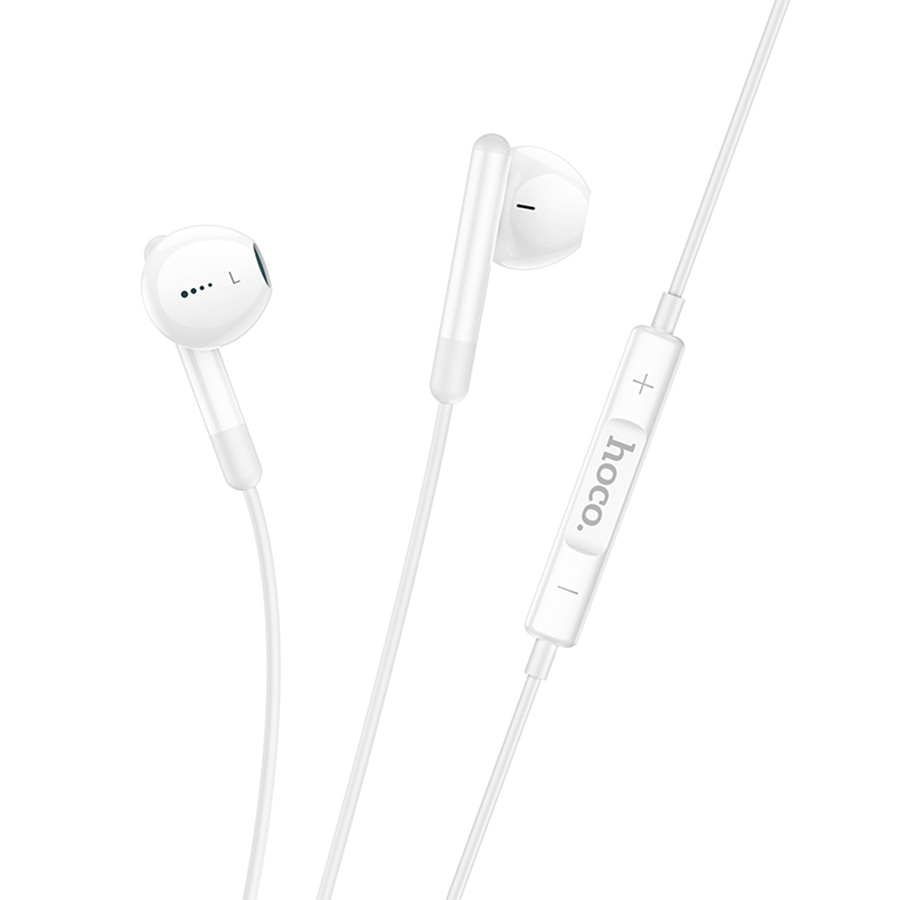 Проводные наушники HOCO M93 Wire control, Jack 3.5mm, 1.2 м, белый фото