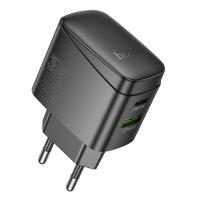 Сетевое зарядное устройство HOCO CS61A Bright 1xUSB + 1xUSB-C, 3A, 30W, черный фото