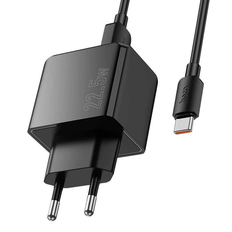 Сетевое зарядное устройство HOCO CS17A Wish 1xUSB с Кабелем USB - Type-C, 2.4A, 22.5W, черный фото