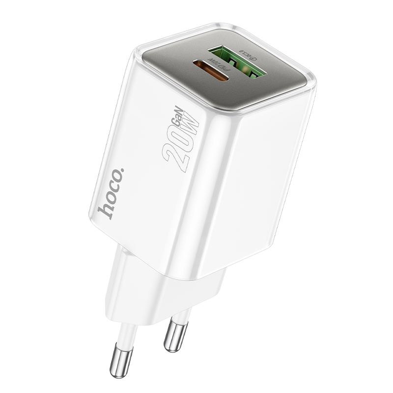 Сетевое зарядное устройство HOCO N46 Glorious 1xUSB + 1xUSB-C, 3A, 20W, белый фото