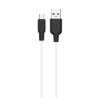 Кабель USB HOCO X21 Plus Silicone USB - MicroUSB, 2.4А, 1 м, белый+черный фото