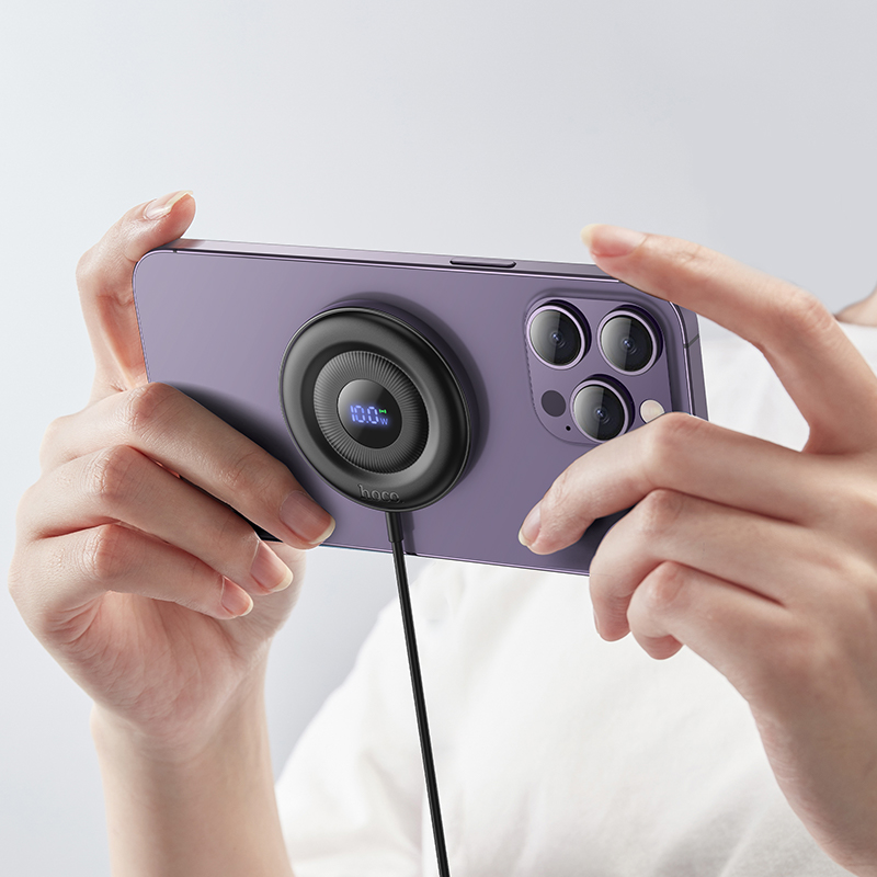 Беспроводное зарядное устройство HOCO CW61 Phantom с Кабелем Type-C, 5W/7.5W/10W/15W, черный фото