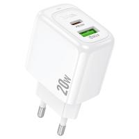 Сетевое зарядное устройство HOCO CS54A Surplus 1xUSB + 1xUSB-C, 20W, белый фото