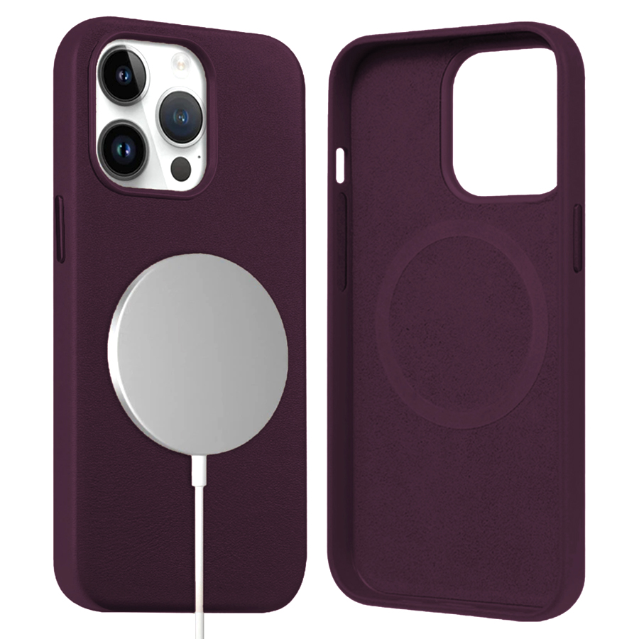 Чехол Leather Case MagSafe для iPhone 13 6.1", фиолетовый (2) фото