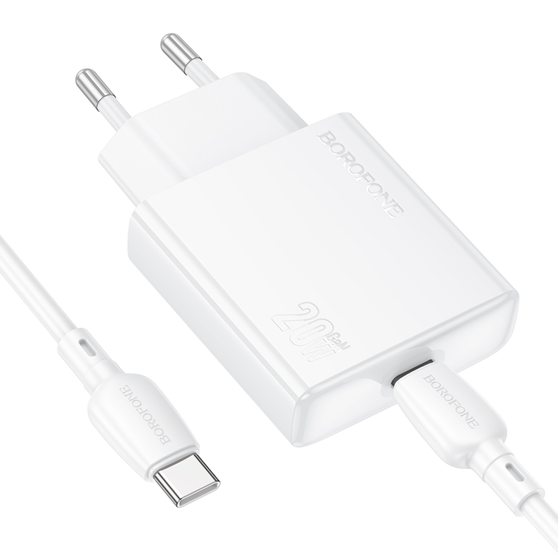 Сетевое зарядное устройство BOROFONE BN23 Wish 1xUSB-C с Кабелем Type-C - Type-C, 20W, белый фото