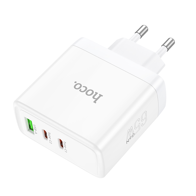 Сетевое зарядное устройство HOCO N30 Glory 1xUSB + 2xUSB-C, 65W, белый фото