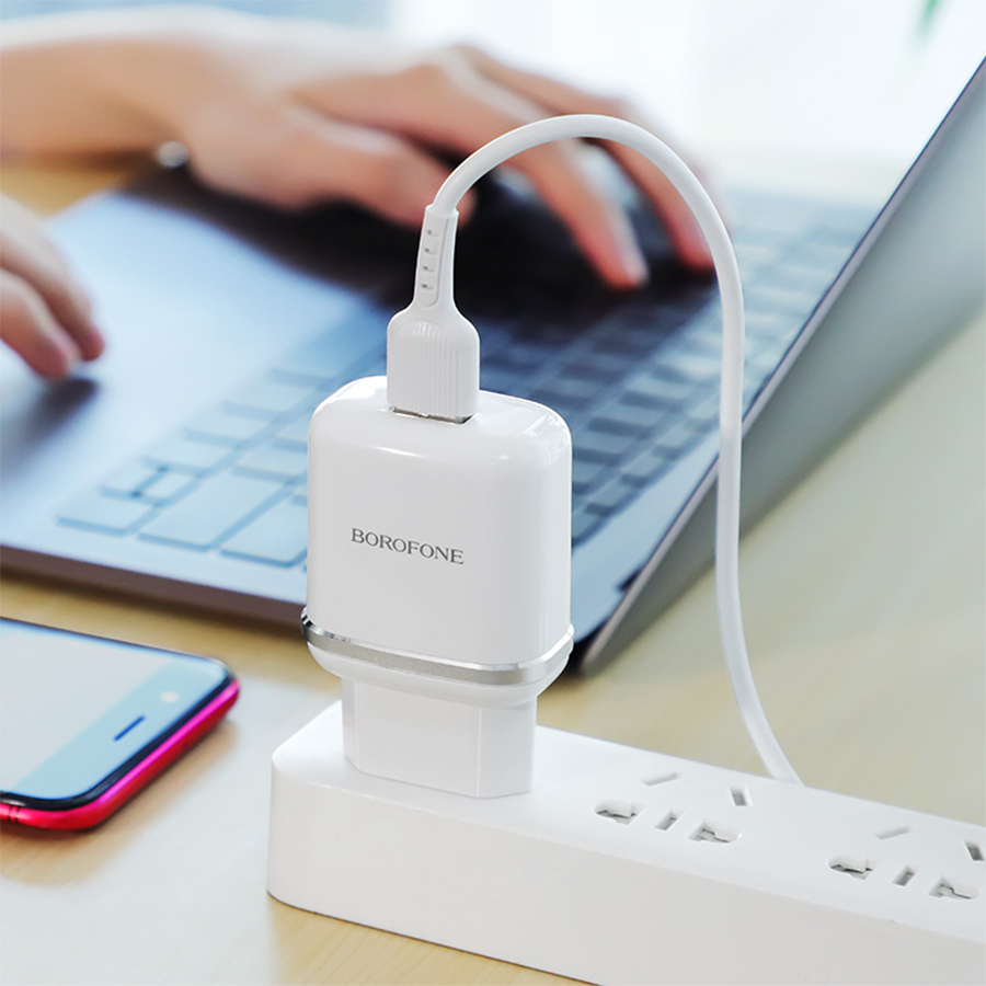 Сетевое зарядное устройство BOROFONE BA36A High speed 1xUSB, 3A, 18W, белый фото