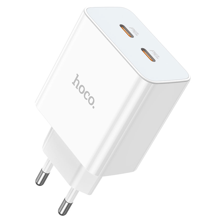 Сетевое зарядное устройство HOCO C108A Leader 2xUSB-C, 3.0A, 35W, белый фото