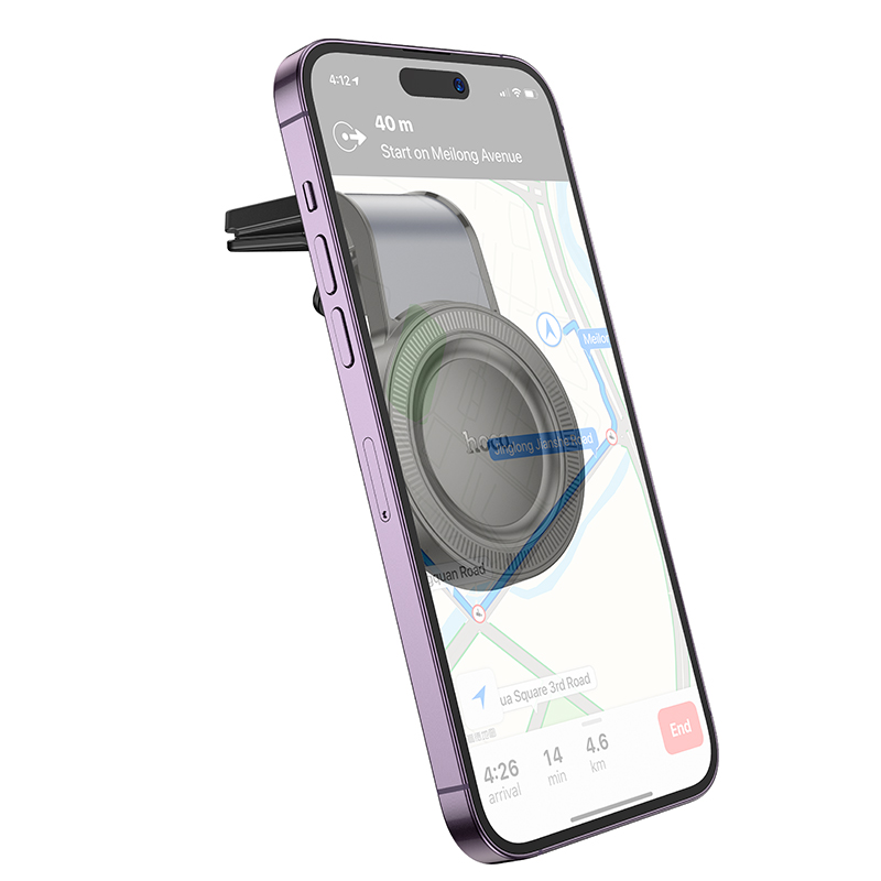 Автомобильный держатель HOCO H59 Show Ring, магнитный, на воздуховод, черный+серый металлик фото